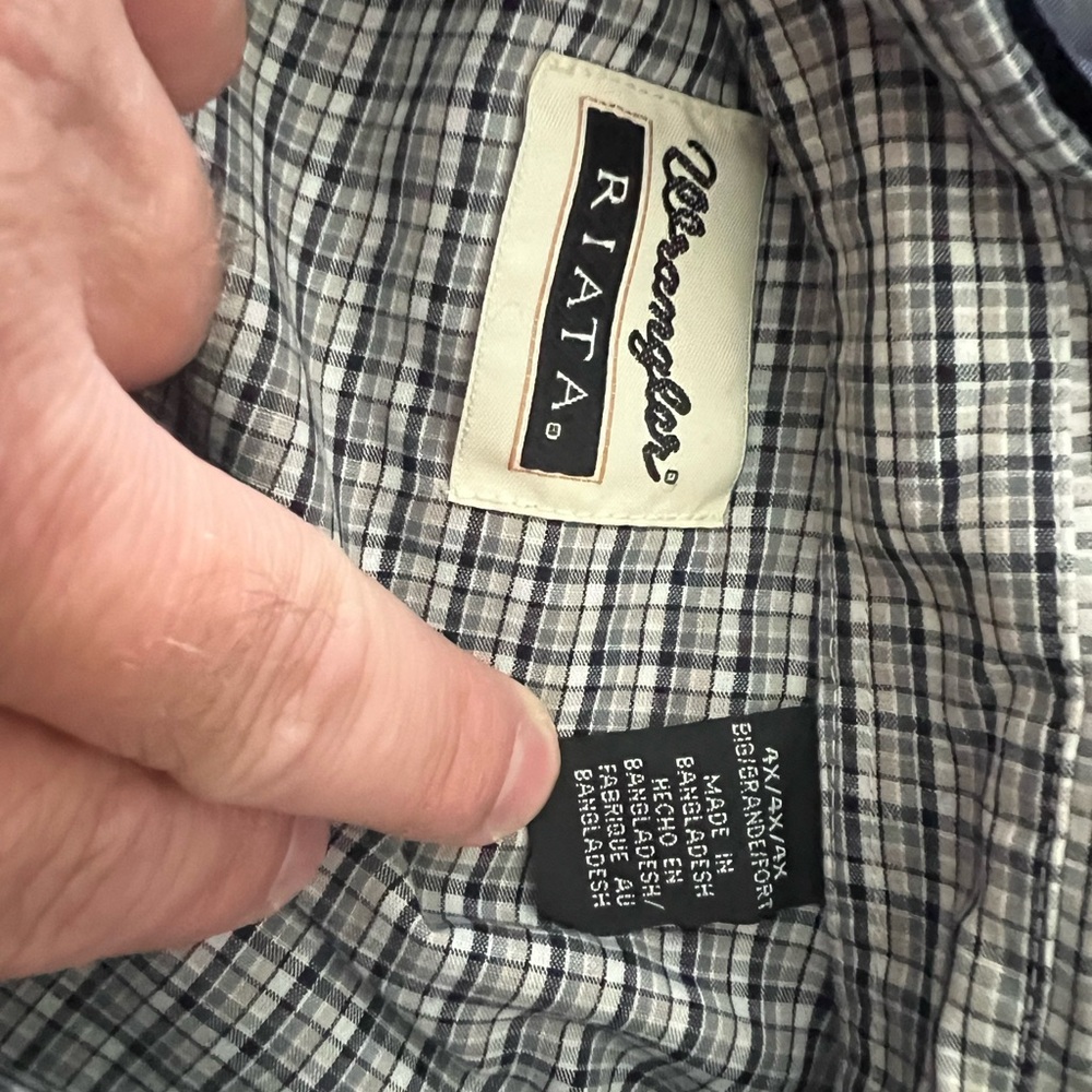 Wrangler Black and White Checkered Dress Shirt